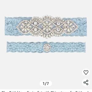 Blue Bridal Lace Garter Set